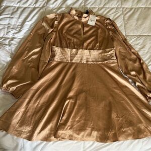 Forever 21 Champagne Satin Keyhole Dress – XL ✨